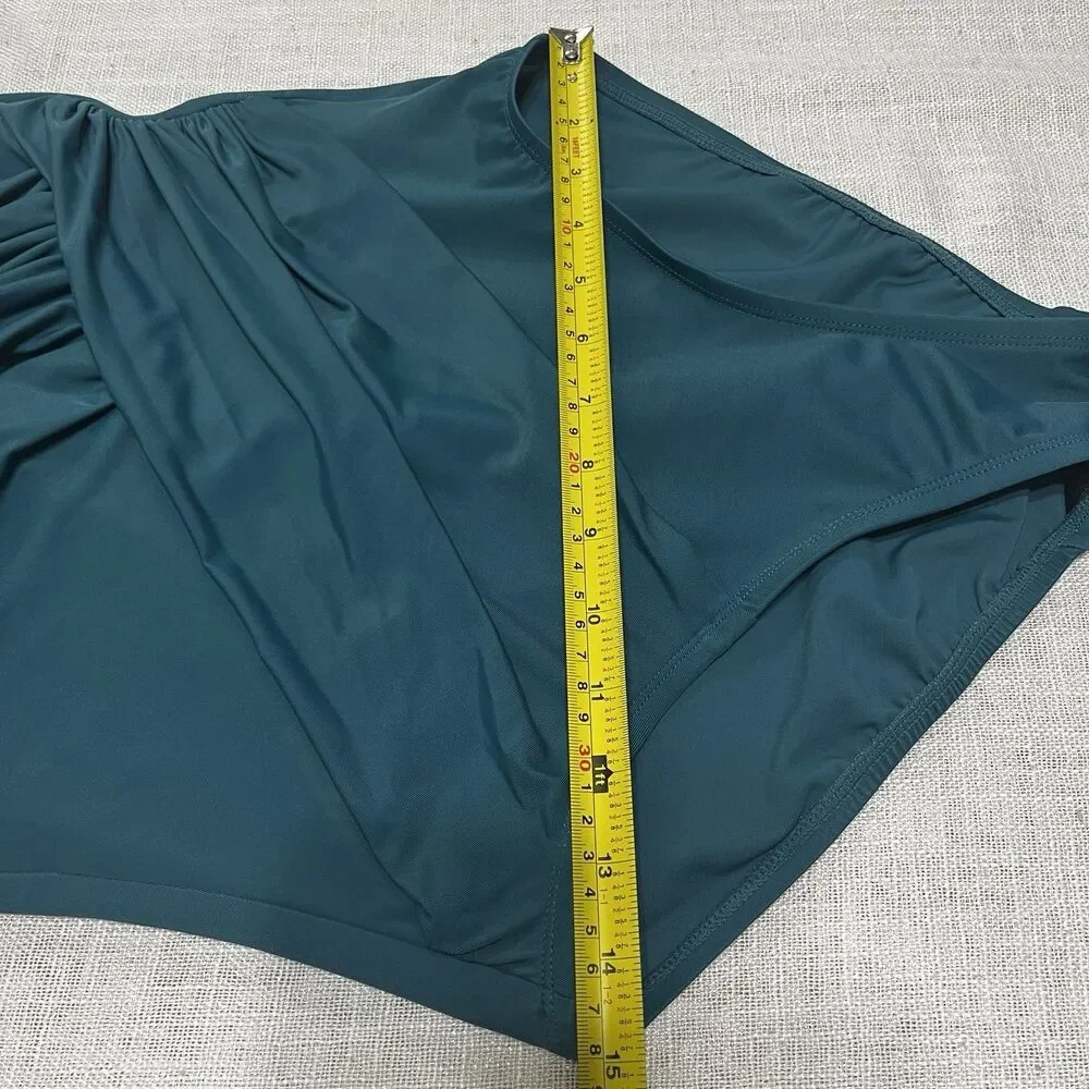 Miraclesuit One Piece Swimsuit 10 Teal Crossover Tummy Control Slimming Beach